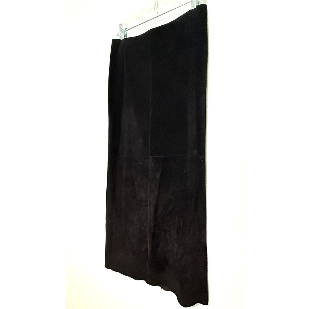 Vintage 90s Kenneth Cole Suede Leather Maxi Skirt Sz 6 Slit Minimalist Y2K
